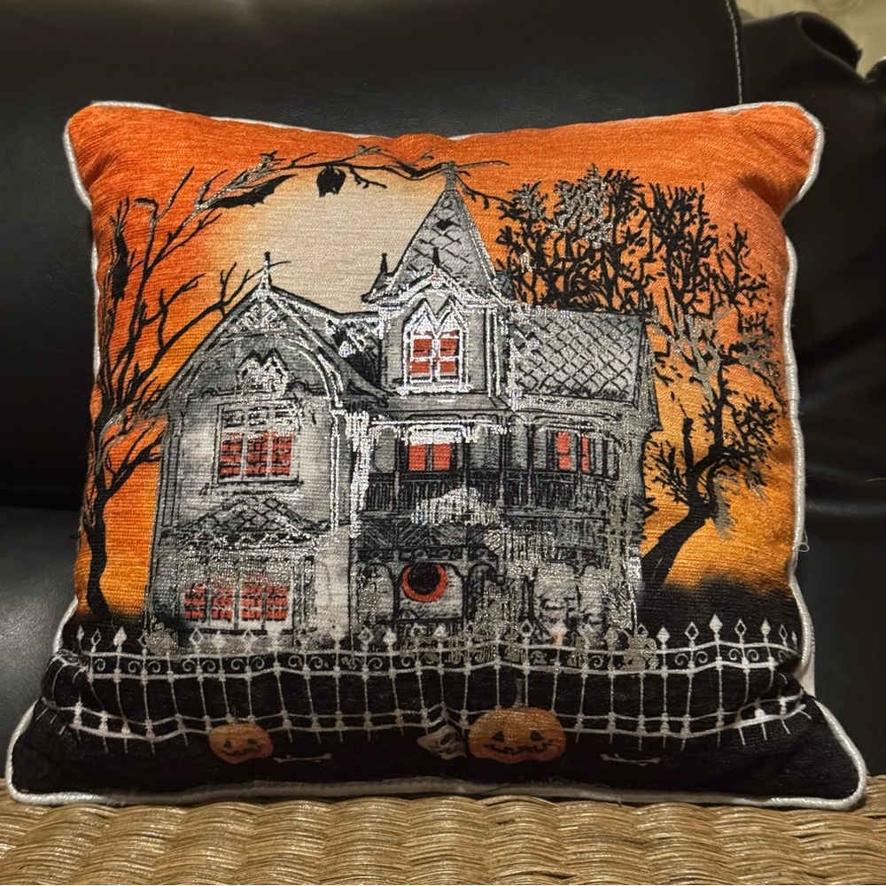 Halloween Haunted House Throw Pillow 12in by Sweet Street